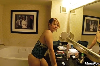MILF gets seduced by her stepson in the shower and starts blowing him off