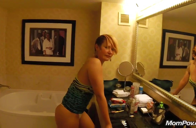 MILF gets seduced by her stepson in the shower and starts blowing him off