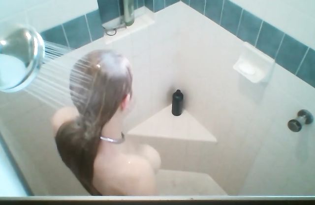 Naked girl gets taped in secret when taking a shower and acting slutty