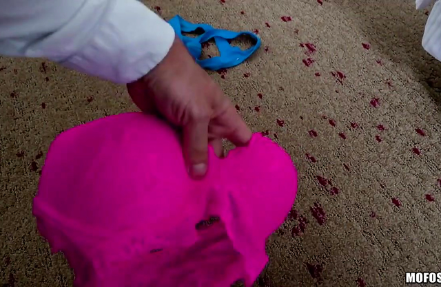 Girl plays with the shower cap in scenes of soft masturbation while home alone