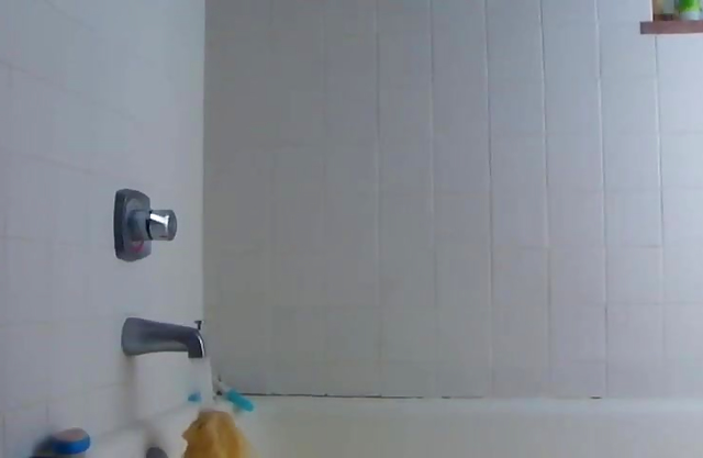 Innocent looking young girl takes a ride on a dildo dong in the shower