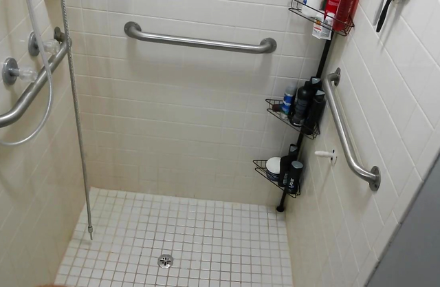 Naughty slut in glasses sits on her guy's face in the shower gets licked