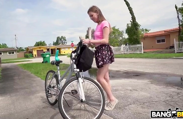 Girl riding a bike is convinced to tease her hot ass for a complete stranger