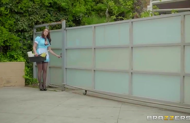 House maid wearing thigh higs teases the owner of the house with her awesoem ass