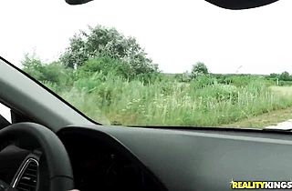 Stud with big cock walks in on three bitches cleaning a car and fucks them