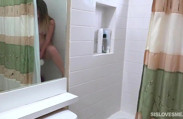 Teen girl screams with a big one slamming her shaved pussy in POV
