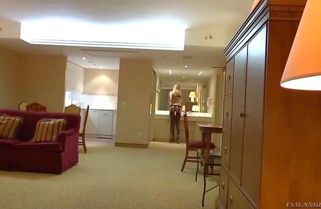 Exclusive nude display from a busty blonde angel with amazing forms
