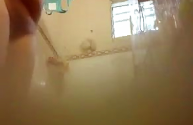 Naked beauty taped in secret down the shower when getting clothed