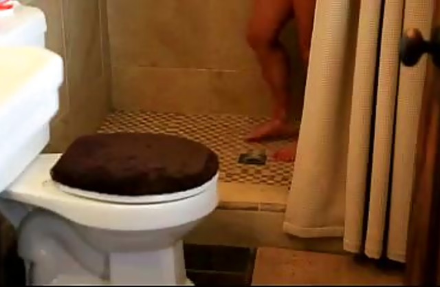 Nude blonde with large breasts, intense shower solo romance
