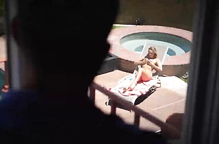 Sexy blonde sucks daddy then fucks with him until the last drop