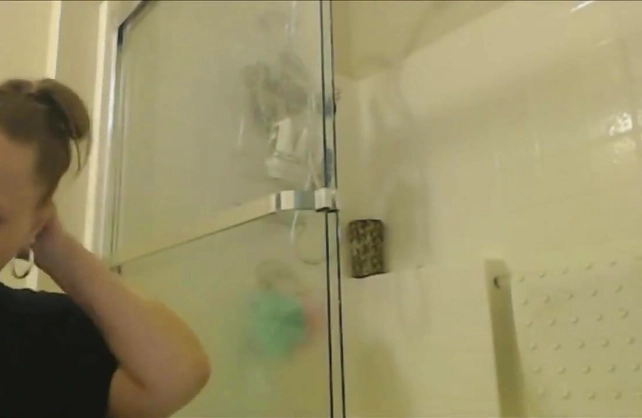 Fat bitch finger fucks until she cums in the shower and loves it