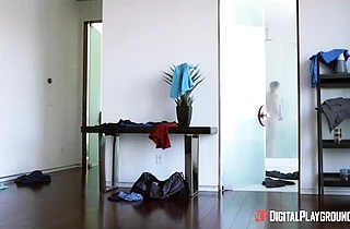 Spying stepmother gets fucked by her stepson hardcore in the shower