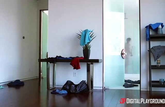 Spying stepmother gets fucked by her stepson hardcore in the shower