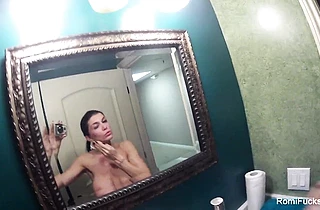 Naked bitch films herself touching and masturbating in the shower